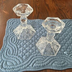 2  Crystal Candleholders.